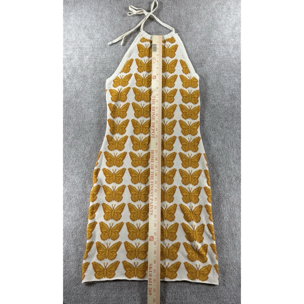 Altar'd State Small Knit Halter Mini Dress Yellow Butterfly Print Boho Retro - Picture 4 of 7